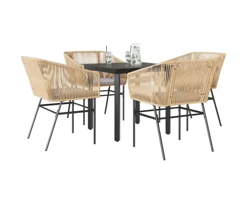 5-Daļīgs Dārza Mēbeļu Komplekts, Matrači, Brūna Pe Rotangpalma Vidaxl