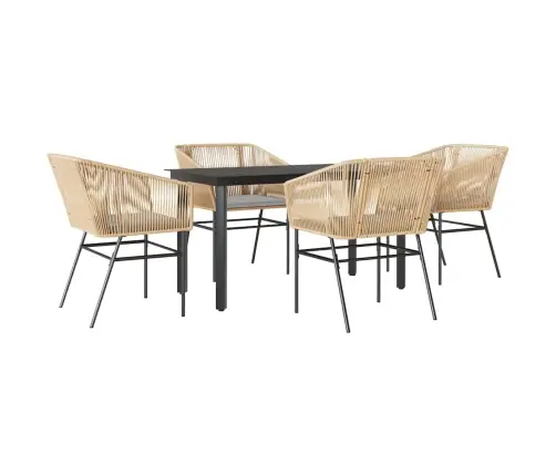 5-Osaline Aiamööbli Komplekt Patjadega, Pruun, Polürotang Klaas