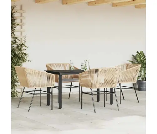 5-Osaline Aiamööbli Komplekt Patjadega, Pruun, Polürotang Klaas