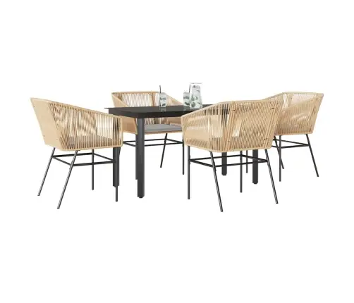 5-Osaline Aiamööbli Komplekt Patjadega, Pruun, Polürotang Klaas