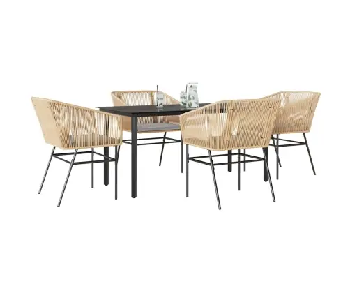 5-Osaline Aiamööbli Komplekt Patjadega, Pruun, Polürotang Klaas