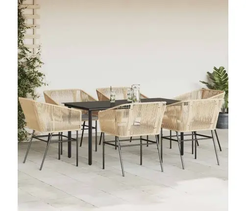 7-Daļīgs Dārza Mēbeļu Komplekts, Matrači, Brūna Pe Rotangpalma Vidaxl