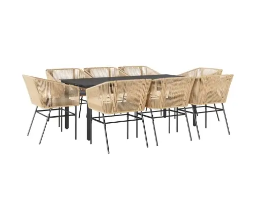 9-Daļīgs Dārza Mēbeļu Komplekts, Matrači, Brūna Pe Rotangpalma Vidaxl