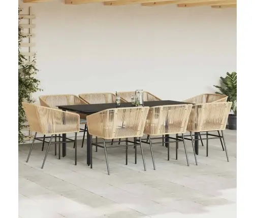 9-Daļīgs Dārza Mēbeļu Komplekts, Matrači, Brūna Pe Rotangpalma Vidaxl