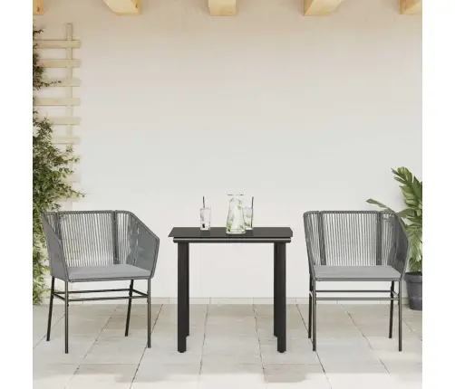 3-Daļīgs Dārza Mēbeļu Komplekts, Matrači, Pelēka Pe Rotangpalma Vidaxl