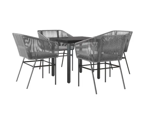 Sodo Komplektas, 5 Dalių, Pilkas, Poliratanas Ir Stiklas