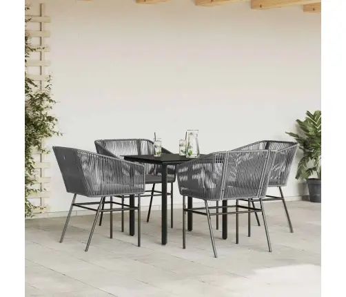 Sodo Komplektas, 5 Dalių, Pilkas, Poliratanas Ir Stiklas