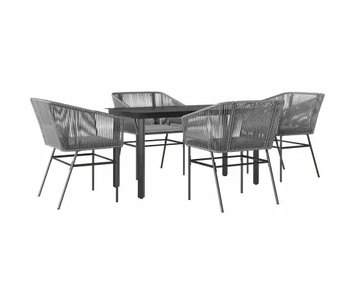 5-Daļīgs Dārza Mēbeļu Komplekts, Matrači, Pelēka Pe Rotangpalma Vidaxl