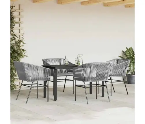 5-Daļīgs Dārza Mēbeļu Komplekts, Matrači, Pelēka Pe Rotangpalma Vidaxl