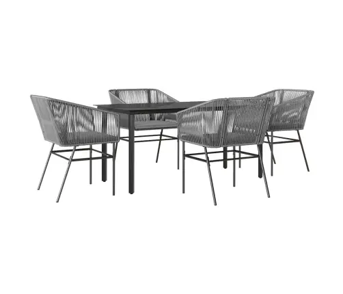 5-Daļīgs Dārza Mēbeļu Komplekts, Matrači, Pelēka Pe Rotangpalma Vidaxl