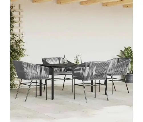 5-Daļīgs Dārza Mēbeļu Komplekts, Matrači, Pelēka Pe Rotangpalma Vidaxl