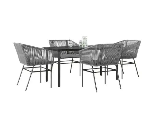 5-Daļīgs Dārza Mēbeļu Komplekts, Matrači, Pelēka Pe Rotangpalma Vidaxl