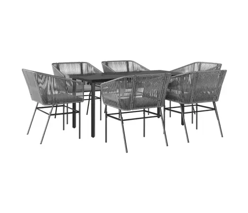 7-Osaline Aiamööbli Komplekt Patjadega, Hall, Polürotang Klaas