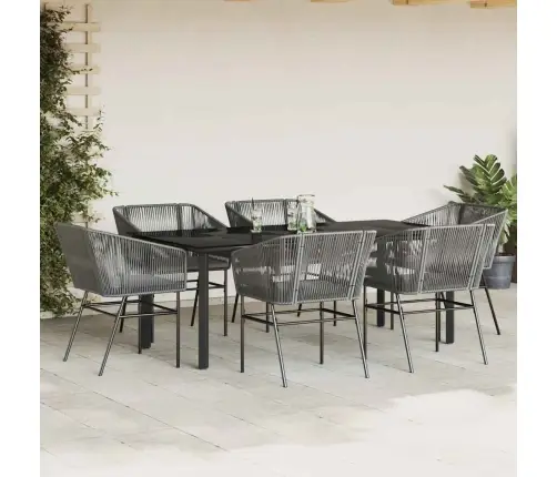 7-Osaline Aiamööbli Komplekt Patjadega, Hall, Polürotang Klaas