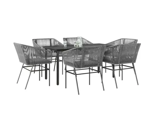 7-Osaline Aiamööbli Komplekt Patjadega, Hall, Polürotang Klaas