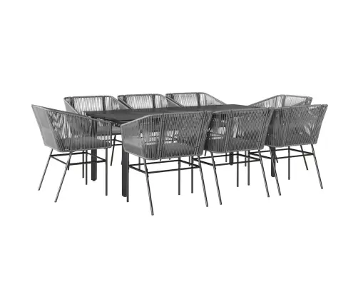 9-Daļīgs Dārza Mēbeļu Komplekts, Matrači, Pelēka Pe Rotangpalma Vidaxl