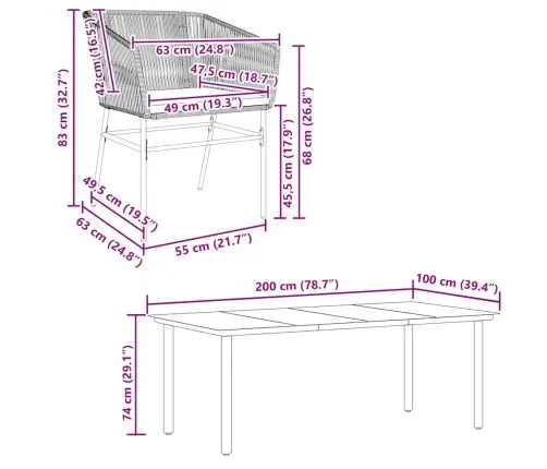 9-Daļīgs Dārza Mēbeļu Komplekts, Matrači, Pelēka Pe Rotangpalma Vidaxl
