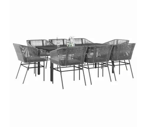 9-Daļīgs Dārza Mēbeļu Komplekts, Matrači, Pelēka Pe Rotangpalma Vidaxl