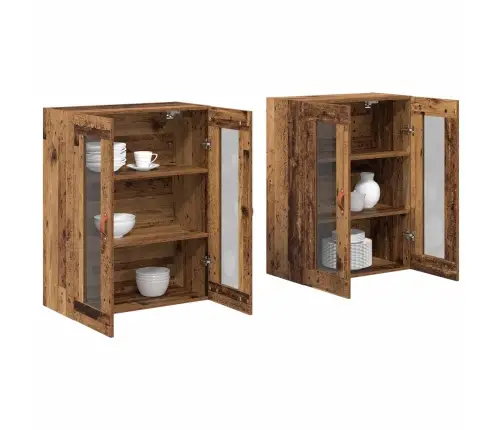 Sienas Skapji 2 Gabali No Veca Koka, Izmērs 69.5 X 34 X 90 Cm, Inženierijas Koks Vidaxl
