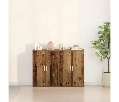 Puse Ar Plauktu Ar Uzglabāšanu Ar Durvīm Vecs Koks 60 X 31 X 84 Cm Inženierijas Koks Vidaxl