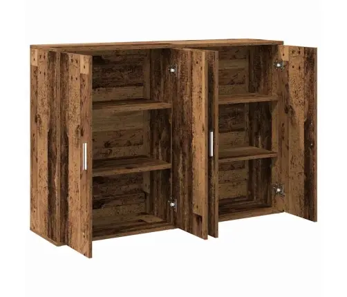 Puse Ar Plauktu Ar Uzglabāšanu Ar Durvīm Vecs Koks 60 X 31 X 84 Cm Inženierijas Koks Vidaxl