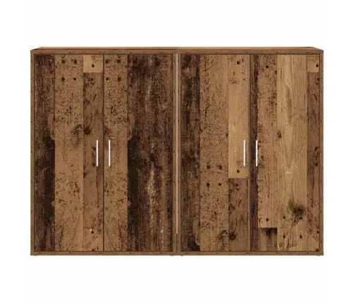 Puse Ar Plauktu Ar Uzglabāšanu Ar Durvīm Vecs Koks 60 X 31 X 84 Cm Inženierijas Koks Vidaxl