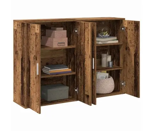 Puse Ar Plauktu Ar Uzglabāšanu Ar Durvīm Vecs Koks 60 X 31 X 84 Cm Inženierijas Koks Vidaxl