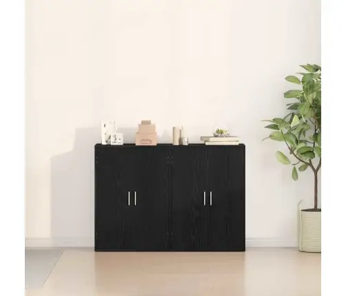 Bufete 2 Gab. Melns Ozols 60 X 31 X 84 Cm Inženieru Koksne Vidaxl