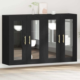 Sienas Skapis 2 Pcs Melns Ozols 69.5 X 34 X 90 Cm Vidaxl