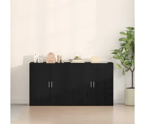Sideboards 2 Gabali Melns Ozols 79X38X80 Cm Inženierijas Koks Vidaxl