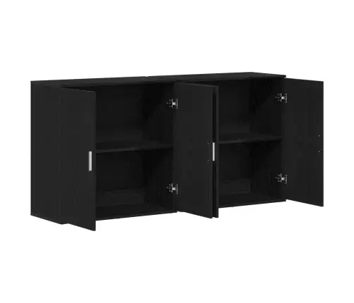 Sideboards 2 Gabali Melns Ozols 79X38X80 Cm Inženierijas Koks Vidaxl