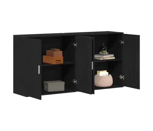 Sideboards 2 Gabali Melns Ozols 79X38X80 Cm Inženierijas Koks Vidaxl
