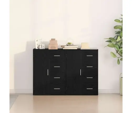Sānu Skapīši 2 Gabali Melna Ozolkoka 60X31X84 Cm Izstrādāta Koksne Vidaxl