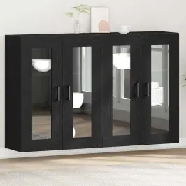 Pakabinama Spintelė 2 Pcs Juoda Ąžuolo 69.5 X 34 X 90 Cm