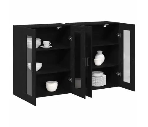 Sienas Skapji 2 Gabali, Melnais Ozols, 69,5 X 34 X 90 Cm. Mūsdienīgs Koks. Vidaxl