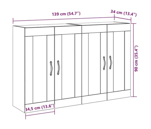 Sieniniai Baldai 2 Pcs Senovinis Medis 69,5 X 34 X 90 Cm