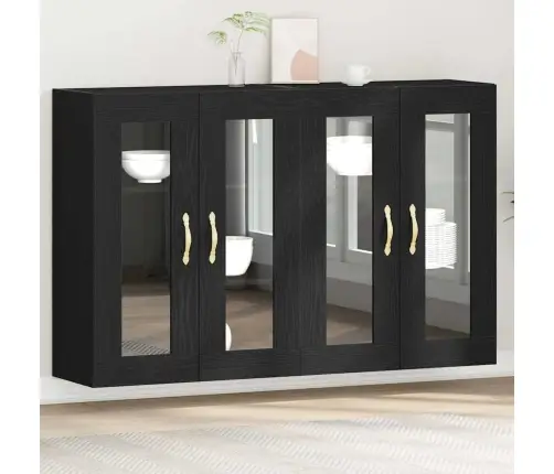 Sieniniai Spintelės 2 Pcs Juoda Ąžuolo 69,5 X 34 X 90 Cm Sieniniai Spintelės 2 Pcs Juoda Ąžuolo 69,5 X 34 X 90 Cm