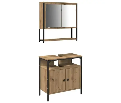 2 Gabalu Vannas Istabas Mēbeļu Komplekts Artisan Oak Inženierijas Koks Vidaxl