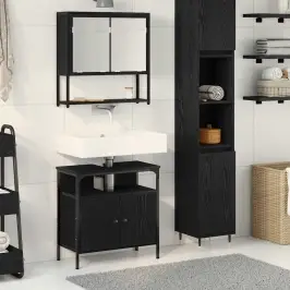 Vannas Istabas Mēbeļu Komplekts 2 Pcs Melna 60 X 30 X 60 Cm Vidaxl
