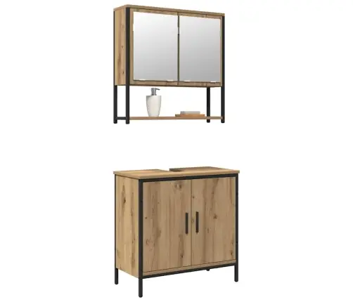 2 Gabalu Vannasistabas Mēbeļu Komplekts Artisan Ozola Inženierijas Koks Vidaxl