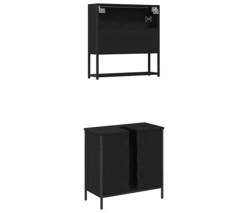 Vannitoa Mööbleset Riiuliga Ladustamisega 2 Pcs Must Tehispuit