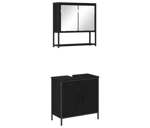 Vannitoa Mööbleset Riiuliga Ladustamisega 2 Pcs Must Tehispuit