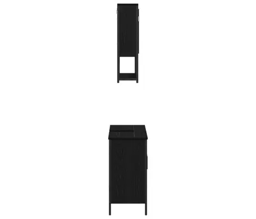 Vannitoa Mööbleset Riiuliga Ladustamisega 2 Pcs Must Tehispuit