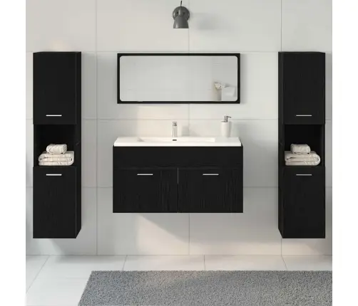 4 Daļu Vannasistabas Mēbeļu Komplekts Melnā Ozola Inženierijas Kokam Vidaxl