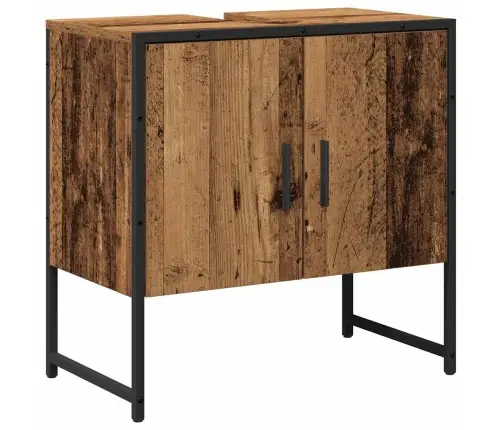 Vonios Baldų Rinkinys Su Saugykla 2 Pcs Ruda Apdirbta Mediena