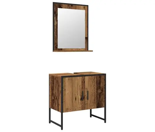 Vonios Baldų Rinkinys Su Saugykla 2 Pcs Ruda Apdirbta Mediena