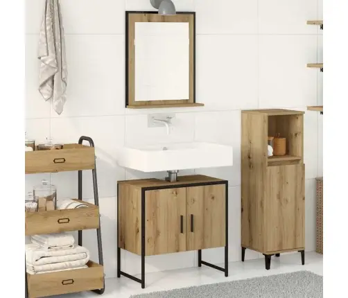 Vonios Baldų Rinkinys Su Saugykla 2 Pcs Ruda Apdirbta Mediena
