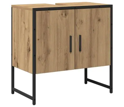 Vonios Baldų Rinkinys Su Saugykla 2 Pcs Ruda Apdirbta Mediena