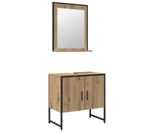 Vonios Baldų Rinkinys Su Saugykla 2 Pcs Ruda Apdirbta Mediena