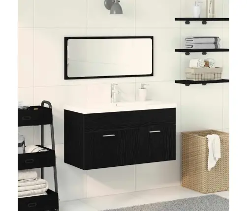 Vannasistabas Mēbeļu Komplekts Ar Durvīm 3 Pcs Melns Ozolkoks Vidaxl Vannasistabas Mēbeļu Komplekts Ar Durvīm 3 Pcs Melns Ozolkoks Vidaxl